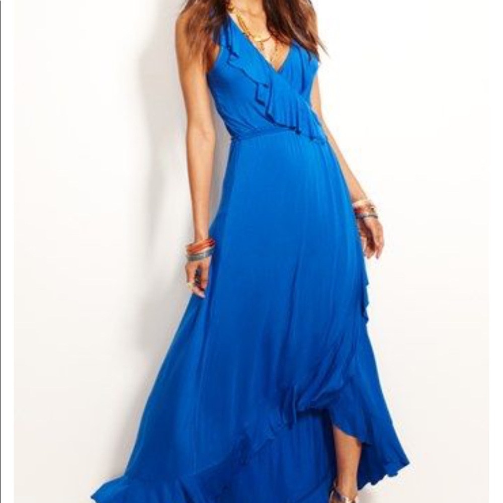 Felicity and Coco Blue ruffle faux wrap dress